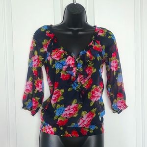 Abercrombie Kids Floral Sheer Blouse L